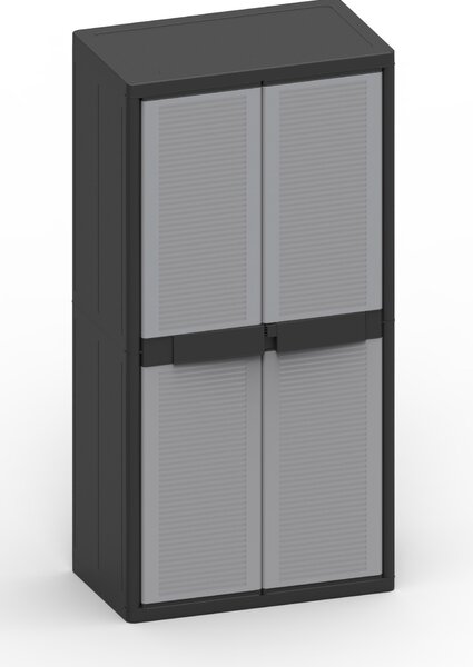 Armadio Portascope Modulare da Esterno 89,7x53,7x180 cm 2 Ante 4 Ripiani in Polipropilene Jumbo Cab Grigio e Nero