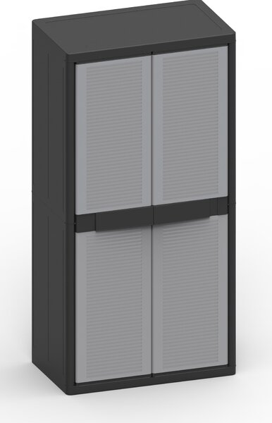 Armadio Modulare da Esterno 89,7x53,7x180 cm 2 Ante 3 Ripiani in Polipropilene Jumbo Cab Grigio e Nero