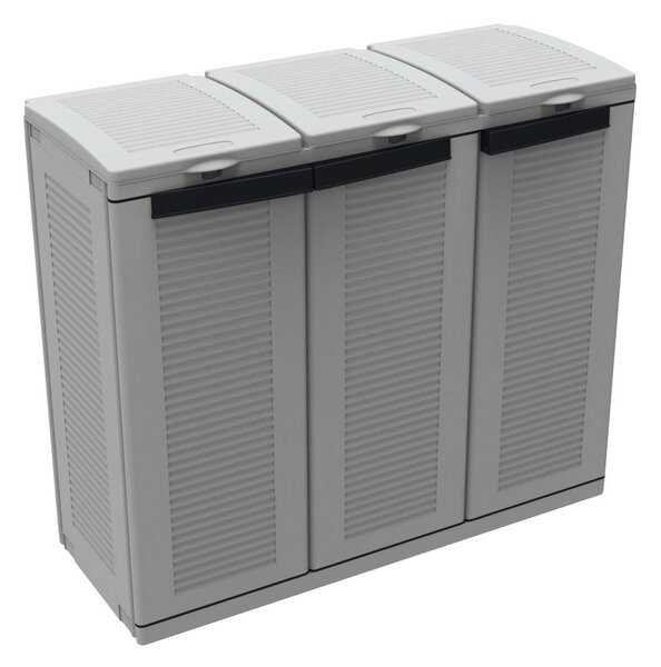 Armadio Per Raccolta Differenziata 102x39x88,7 cm 3 Ante in Polipropilene Ecocab Grigio