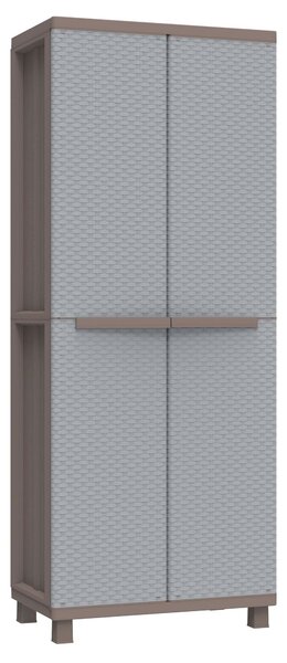 Armadio Modulare da Esterno 68x37,5x170 cm 2 Ante 3 Ripiani in Polipropilene Jrattan Tortora e Grigio