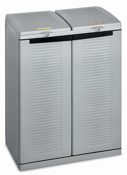 Armadio Per Raccolta Differenziata 68x39x88,7 cm 2 Ante in Polipropilene Ecocab Grigio