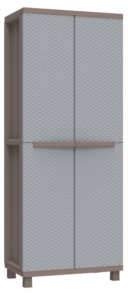 Armadio Portascope Modulare da Esterno 68x37,5x170 cm 2 Ante 4 Ripiani in Polipropilene Jrattan Tortora e Grigio