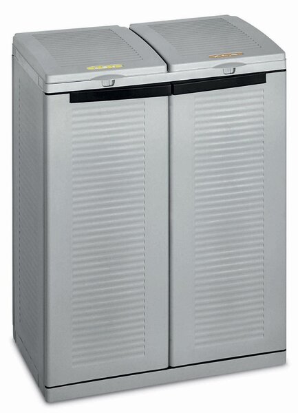 Armadio Per Raccolta Differenziata 68x39x88,7 cm 2 Ante in Polipropilene Ecocab Grigio