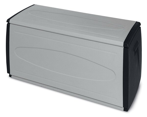 Baule Contenitore da Esterno 120x54x57 cm Multiuso in Polipropilene Prince Box Grigio e Nero