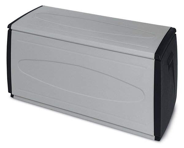 Baule Contenitore da Esterno 120x54x57 cm Multiuso in Polipropilene Prince Box Grigio e Nero