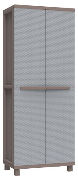 Armadio Modulare da Esterno 68x37,5x170 cm 2 Ante 3 Ripiani in Polipropilene Jrattan Tortora e Grigio
