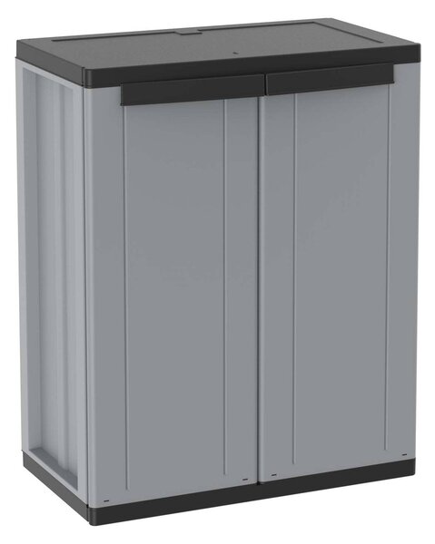 Armadio Modulare da Esterno 68x37,5x85 cm 2 Ante 1 Ripiano in Polipropilene Jline Grigio e Nero