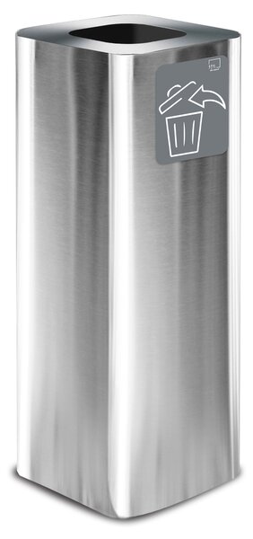 Pattumiera Per Raccolta Rifiuti 30x30xh80 cm In Acciaio Inox con Pittogramma Magnetico Argento