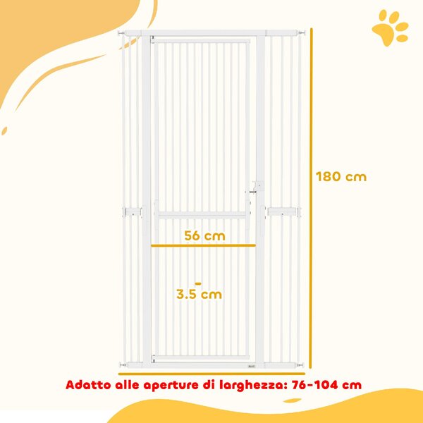 AllMyPets Cancellino per Cani e Gatti Alto 180 cm Estensibile da 76-104 cm e Montaggio a Pressione colore Bianco - WTZ377