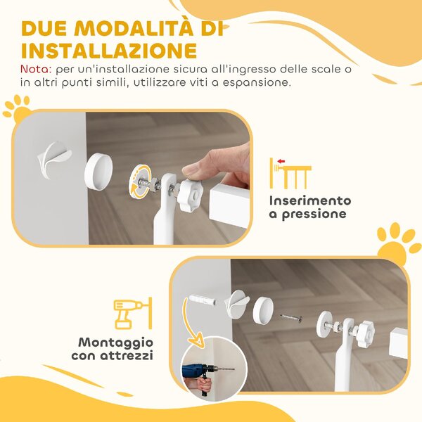 AllMyPets Cancellino per Cani e Gatti Alto 180 cm Estensibile da 76-104 cm e Montaggio a Pressione colore Bianco - WTZ377