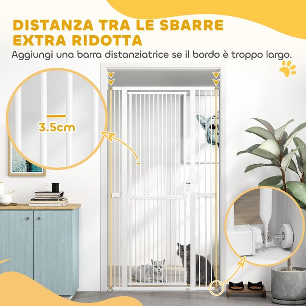 AllMyPets Cancellino per Cani e Gatti Alto 180 cm Estensibile da 76-104 cm e Montaggio a Pressione colore Bianco - WTZ377