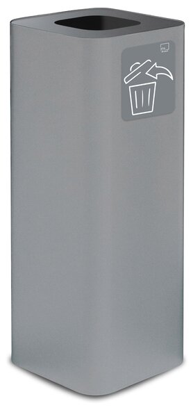 Pattumiera Per Raccolta Rifiuti 30x30xh80 cm In Acciaio Verniciato con Pittogramma Magnetico Grigio