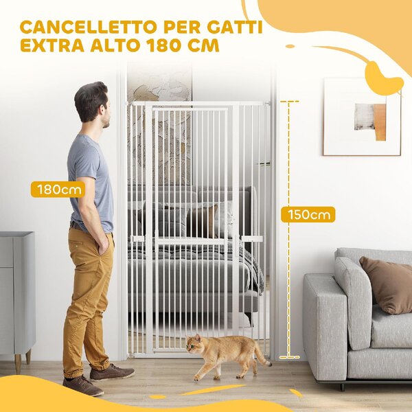 AllMyPets Cancellino per Cani e Gatti Alto 180 cm Estensibile da 76-104 cm e Montaggio a Pressione colore Bianco - WTZ377