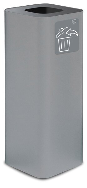 Pattumiera Per Raccolta Rifiuti 30x30xh80 cm In Acciaio Verniciato con Pittogramma Magnetico Grigio