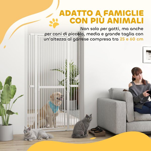 AllMyPets Cancellino per Cani e Gatti Alto 180 cm Estensibile da 76-104 cm e Montaggio a Pressione colore Bianco - WTZ377