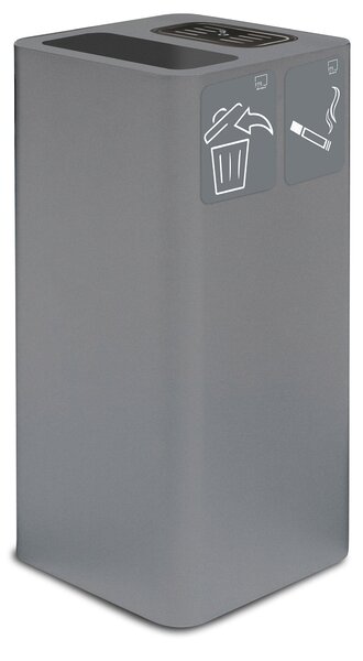 Pattumiera Per Raccolta Rifiuti 38x38xh80 cm In Acciaio Verniciato con Coperchio Basculante Grigio