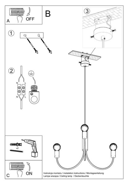 Apparecchio a sospensione nero ø 45 cm Karim - Sollux