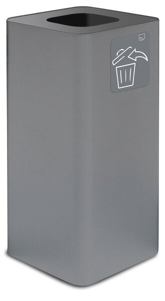 Pattumiera Per Raccolta Rifiuti 38x38xh80 cm In Acciaio Verniciato con Pittogramma Magnetico Grigio