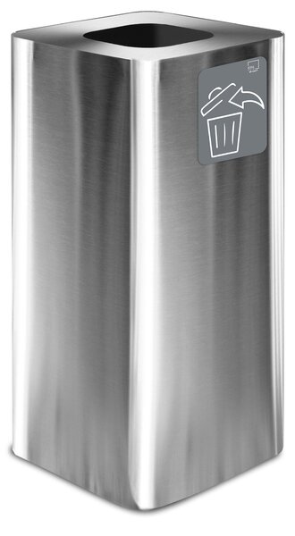 Pattumiera Per Raccolta Rifiuti 38x38xh80 cm In Acciaio Inox con Pittogramma Magnetico Argento