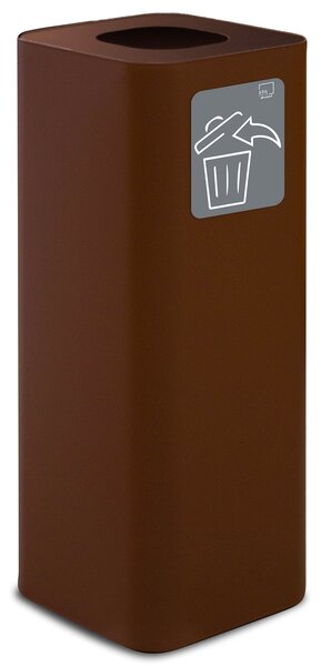 Pattumiera Per Raccolta Rifiuti 30x30xh80 cm In Acciaio Verniciato con Pittogramma Magnetico Marrone