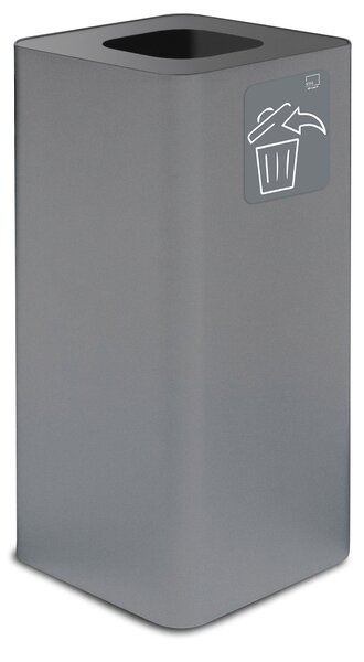 Pattumiera Per Raccolta Rifiuti 38x38xh80 cm In Acciaio Verniciato con Pittogramma Magnetico Grigio