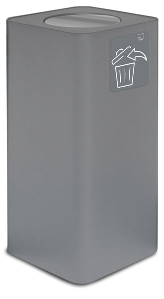 Pattumiera Per Raccolta Rifiuti 38x38xh80 cm In Acciaio Verniciato con Coperchio Basculante Grigio