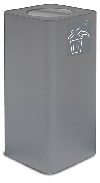 Pattumiera Per Raccolta Rifiuti 38x38xh80 cm In Acciaio Verniciato con Coperchio Basculante Grigio