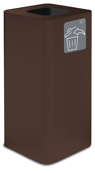 Pattumiera Per Raccolta Rifiuti 38x38xh80 cm In Acciaio Verniciato con Pittogramma Magnetico Marrone