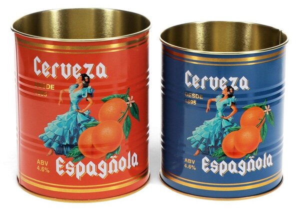 Scatole in set decorative in stagno 2 pz ø 11x13 cm Cerveza Española – Rex London
