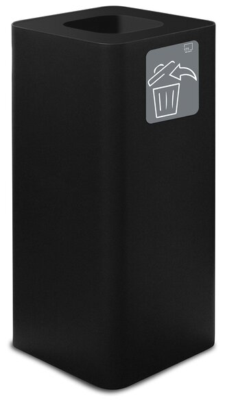 Pattumiera Per Raccolta Rifiuti 38x38xh80 cm In Acciaio Verniciato con Pittogramma Magnetico Nero
