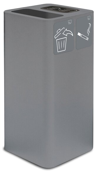 Pattumiera Per Raccolta Rifiuti 38x38xh80 cm In Acciaio Verniciato con Coperchio Basculante Grigio