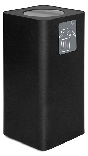 Pattumiera Per Raccolta Rifiuti 38x38xh80 cm In Acciaio Verniciato con Coperchio Basculante Nero
