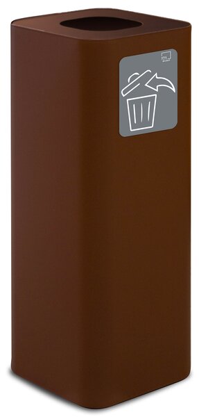 Pattumiera Per Raccolta Rifiuti 30x30xh80 cm In Acciaio Verniciato con Pittogramma Magnetico Marrone