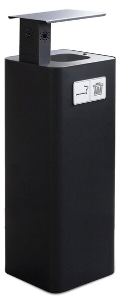 Pattumiera Per Raccolta Rifiuti 30x30xh102 cm In Acciaio Verniciato con Coperchio Basculante Nero