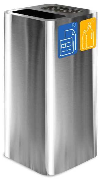 Pattumiera Per Raccolta Rifiuti 38x38xh80 cm In Acciaio Inox con Coperchio Basculante Argento