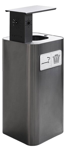 Pattumiera Per Raccolta Rifiuti 38x38xh102 cm In Acciaio Inox con Coperchio Basculante Lucido