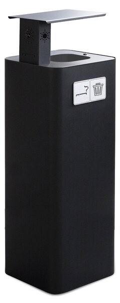 Pattumiera Per Raccolta Rifiuti 30x30xh102 cm In Acciaio Verniciato con Coperchio Basculante Nero