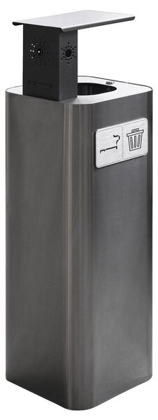 Pattumiera Per Raccolta Rifiuti 30x30xh102 cm In Acciaio Inox con Copertura Superiore Lucido