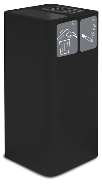 Pattumiera Per Raccolta Rifiuti 38x38xh80 cm In Acciaio Verniciato con Coperchio Basculante Nero
