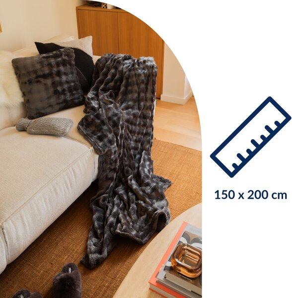 Coperta grigia in micropile 150x200 cm Wave – Tiseco Home Studio