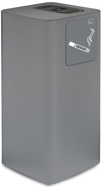 Posacenere da Esterno 30x30xh65 cm In Acciaio Verniciato con Vaschetta Superiore Grigio