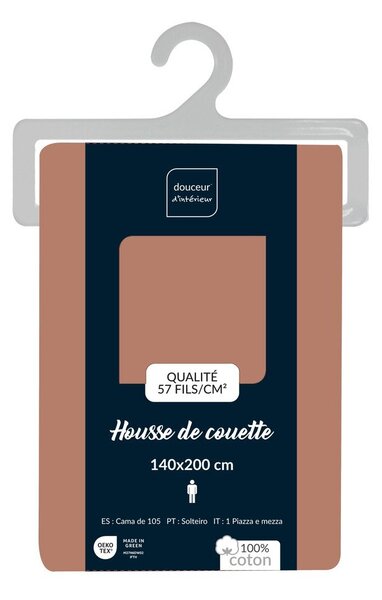 Copripiumino color salmone in cotone per letto singolo 140x200 cm Lina – douceur d'intérieur