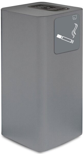 Posacenere da Esterno 30x30xh65 cm In Acciaio Verniciato con Vaschetta Superiore Grigio
