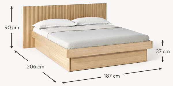Letto in legno con testiera e vano contenitore Sato