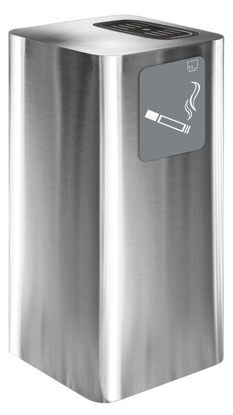 Posacenere da Esterno 30x30xh65 cm In Acciaio Inox con Vaschetta Superiore Argento