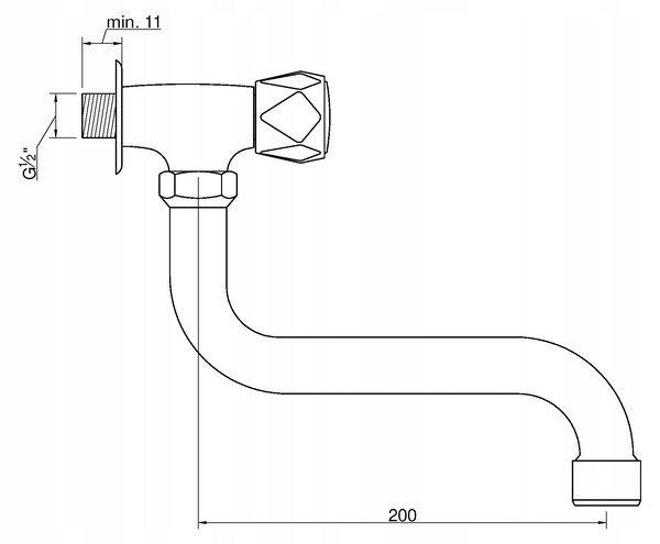 Invena MODENA, miscelatore monocomando da parete, con bocchetta a S da 200 mm, finitura cromata