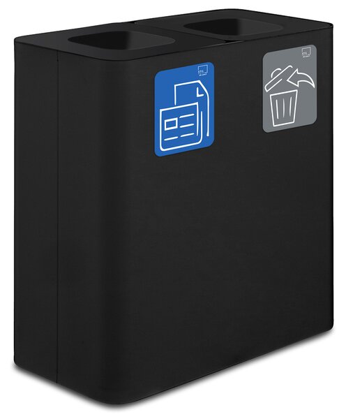 Pattumiera Sistema di Raccolta Rifiuti 77x38xh80 cm In Acciaio Verniciato 2 Scomparti Nero