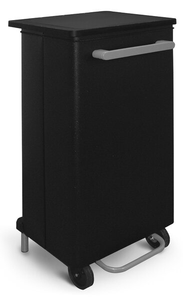 Pattumiera Per Raccolta Differenziata 48x37x83 cm in Acciaio con Apertura a Pedale Nero