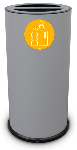 Pattumiera Per Raccolta Differenziata Ø35xh72 cm In Acciaio Verniciato 2 Scomparti Grigio