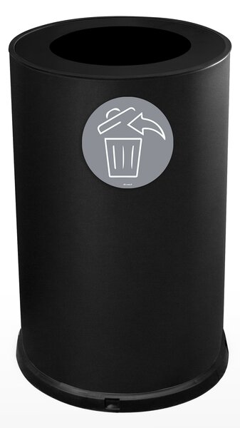 Pattumiera Per Raccolta Differenziata Ø45xh72 cm In Acciaio Verniciato 1 Scomparto con Anello Reggisacco Nero
